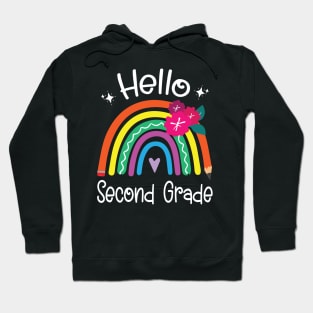 Hearts Pencil Rainbow Student Back School Hello Second Grade Hoodie